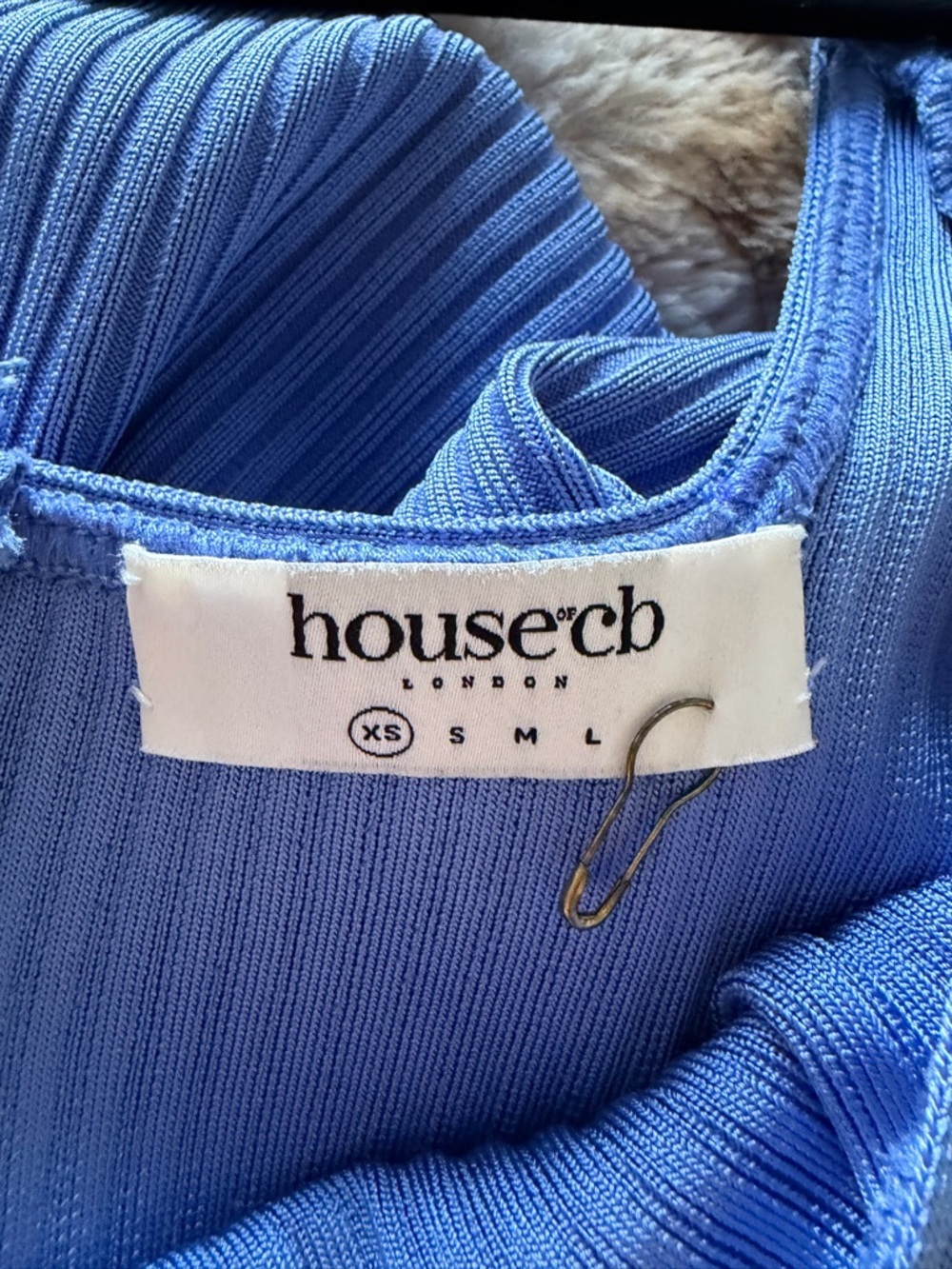House of cb Blue Ribbed Long Sleeve Midi Dress - Picture 2 of 2